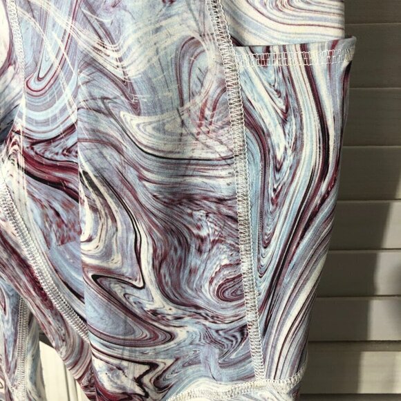 Cardio Works Leggings Swirl Blue Wine High Waist Pockets M - Picture 5 of 8
